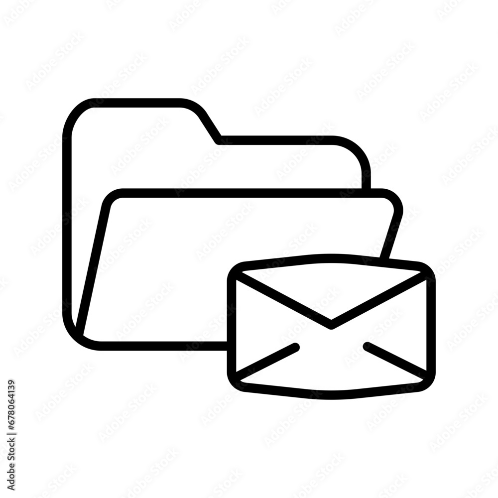 file folder with email envelope icon vector file folder with email envelope icon vector