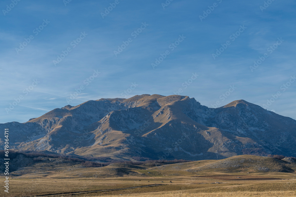 Photos of Montenegro Durmitor Mountains taken at sunset with side light Photos of Montenegro Durmitor Mountains taken at sunset with side light