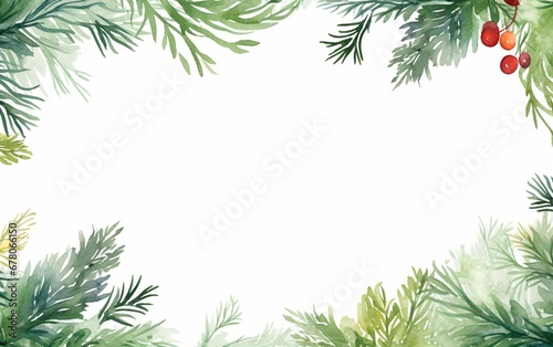 Watercolor vector Christmas banner with fir branches