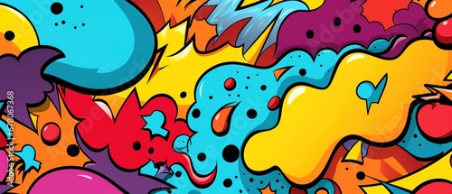 Comics illustration  retro and 90s style  pop art pattern  abstract crazy and psychedelic background
