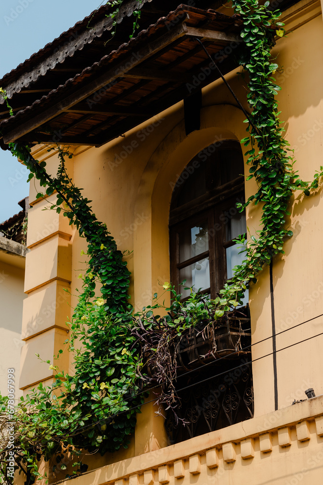 balcony with flowers