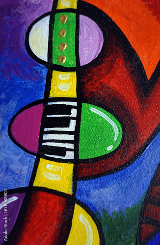hand painted original impressionism art oil painting  geometry abstract musical instruments triangle square music tone oil paints of artwork academy fragment of artwork visual art inspirational art