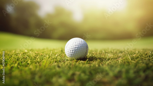 A golf ball teed up and ready for a drive on a deserted tee box