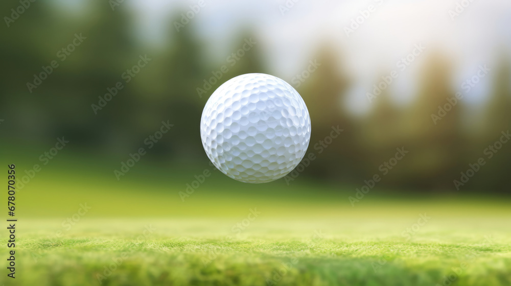 A golf ball captured mid-swing, suspended in mid-air A golf ball captured mid-swing, suspended in mid-air