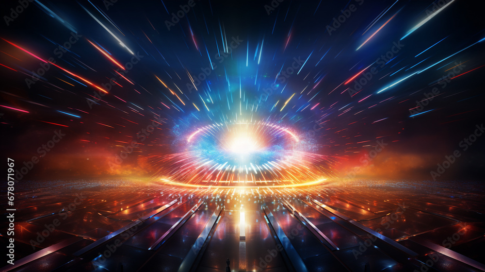 Obraz premium abstract background with magic rays and bokeh lights