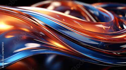 abstract background with smooth wavy lines in orange and blue colors