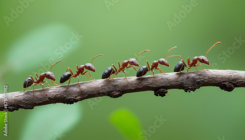 Ants on a Branch: A Closeup from the Forest