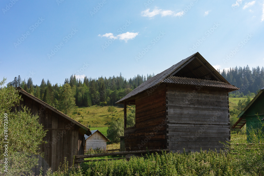 Wooden hotel in Carpathian mountains. Location: Zakarpattya region, Ukraine Wooden hotel in Carpathian mountains. Location: Zakarpattya region, Ukraine