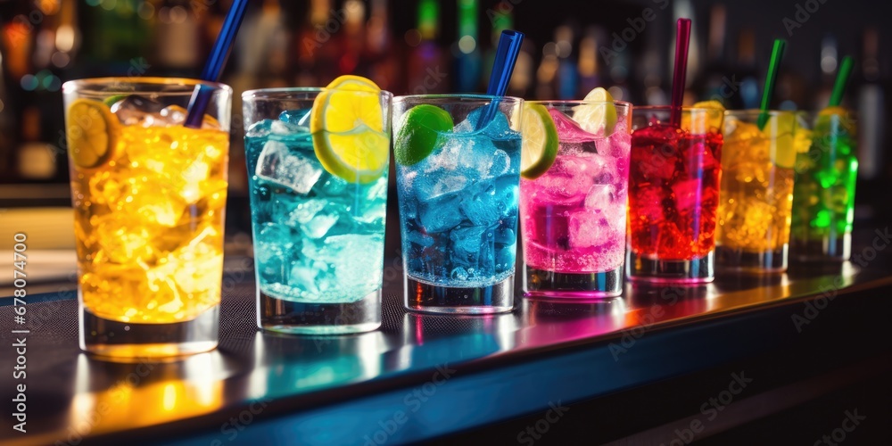 Beautiful Row Of Colored Alcohol Cocktails At Party. Сoncept Food Photography, Cocktail Recipe Ideas, Party Decor Inspiration, Vibrant Drink Displays, Mixology Masterpieces Beautiful Row Of Colored Alcohol Cocktails At Party. Сoncept Food Photography, Cocktail Recipe Ideas, Party Decor Inspiration, Vibrant Drink Displays, Mixology Masterpieces