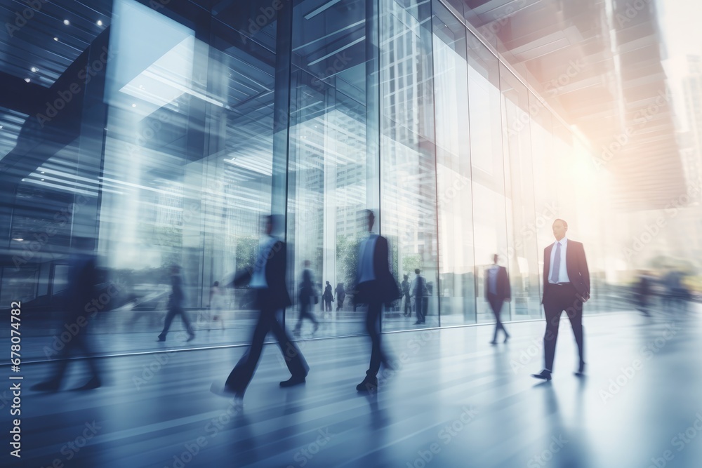 A Group Of Business People Walking In An Office Building