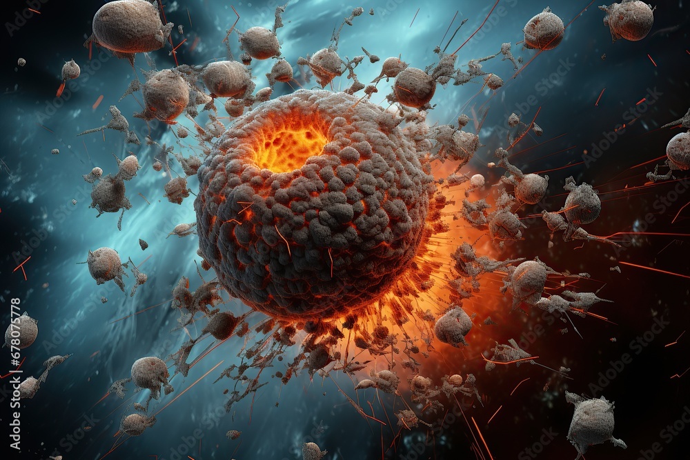 Fototapeta premium damaged and decaying cancer cell
