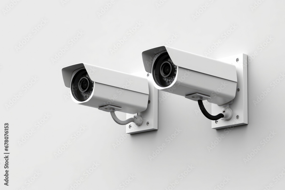 Two Cctv Cameras On A Wall Two Cctv Cameras On A Wall