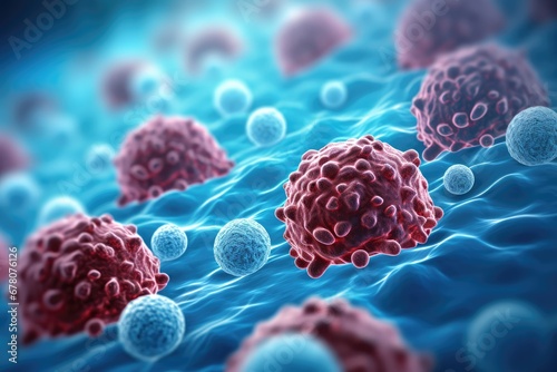 Cancer Cells Against Scientific Background photo