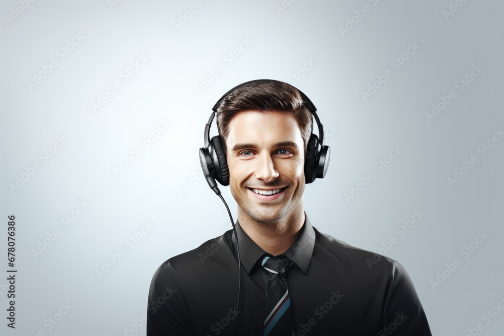 Customer Service Representative Talking With Headset On Customer Service Representative Talking With Headset On