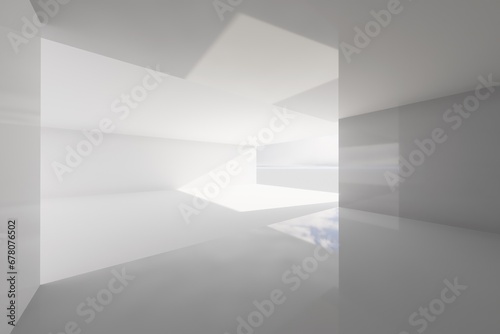 White room with sky background