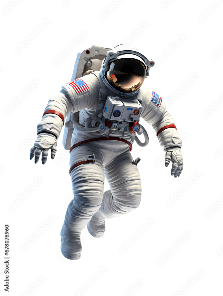 Astronaut on transparent background, white background, isolated, commercial photography