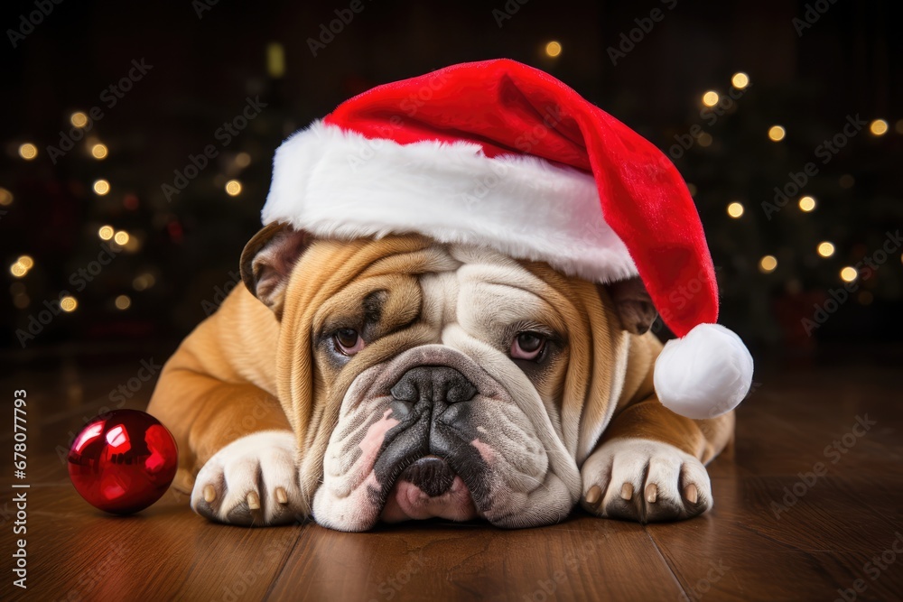 Festive Xl Bully Dog Donning Santa Hat. Сoncept Sustainable Fashion, Minimalist Home Decor, International Cuisine, Diy Crafts, Autumn Fashion Trends