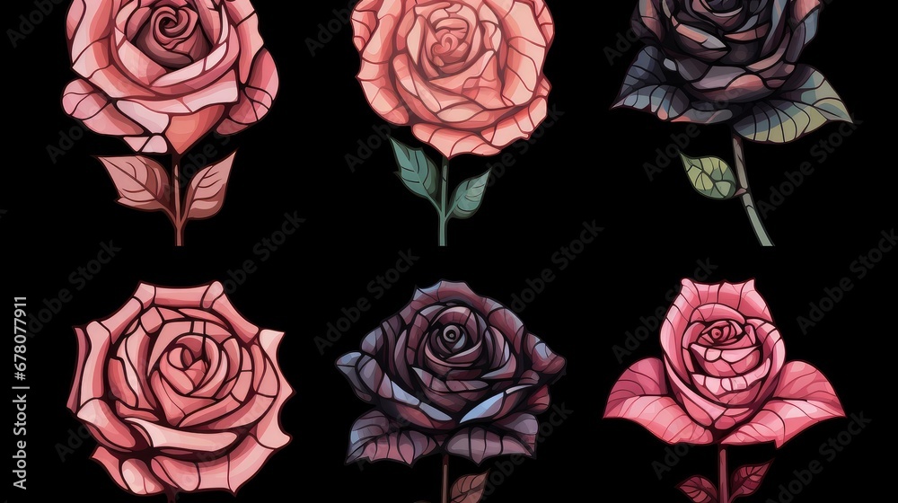 Beautiful roses on black background. Generative AI Beautiful roses on black background. Generative AI