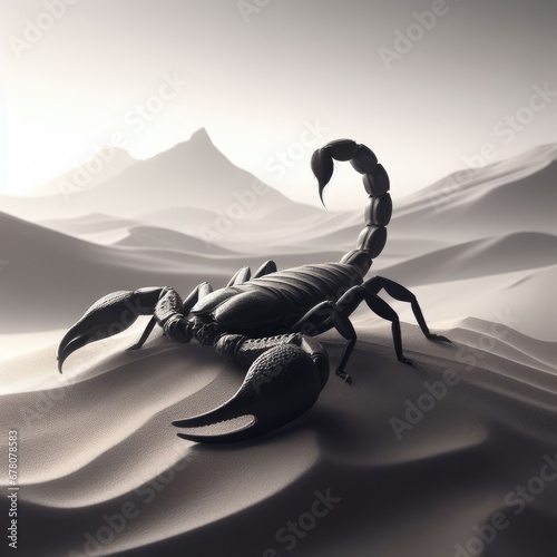 3d render of a scorpion on the desert
