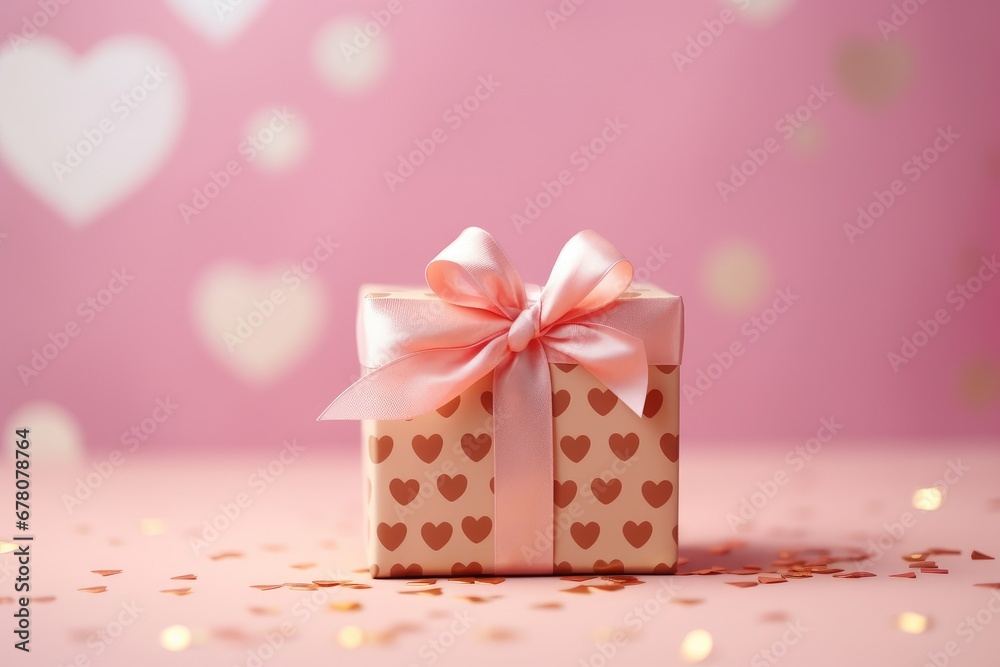 Beautiful pink present for Valentine´s Day. Generative AI
