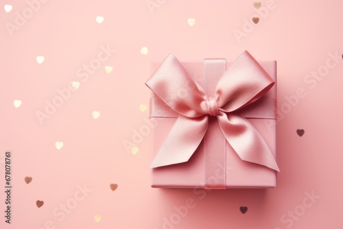 Beautiful pink present for Valentine  s Day. Generative AI