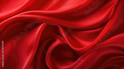 Red silk fabric with texture. Generative AI