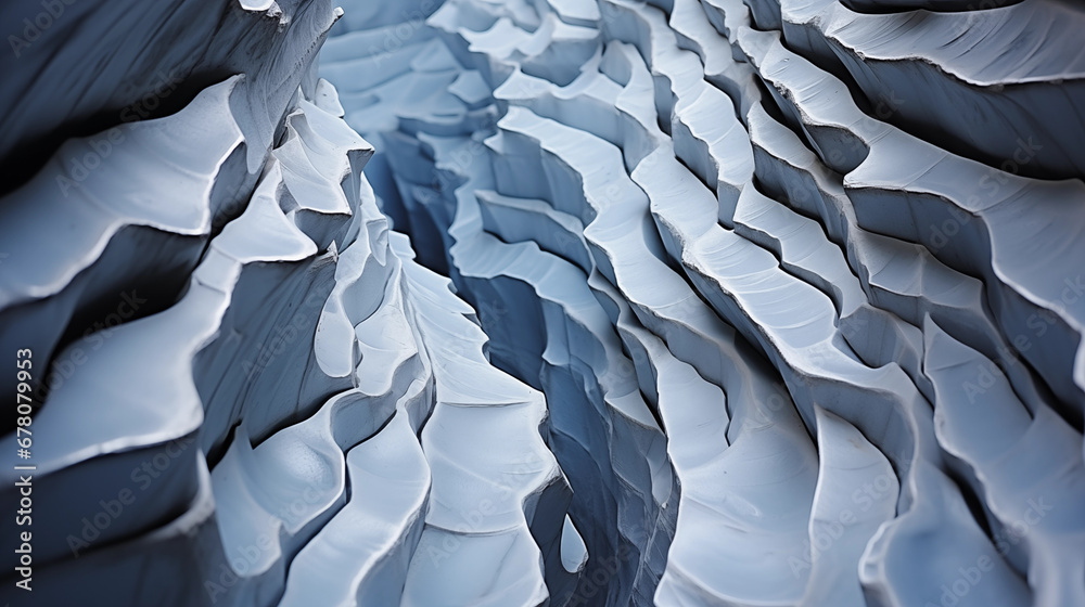 Obraz premium Glacial Crevasse Close-Up: A close-up shot of a glacial crevasse, highlighting the intricate patterns and textures of the ice