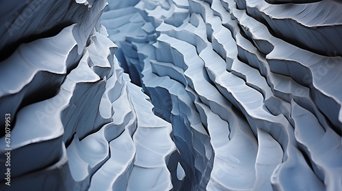 Glacial Crevasse Close-Up: A close-up shot of a glacial crevasse, highlighting the intricate patterns and textures of the ice