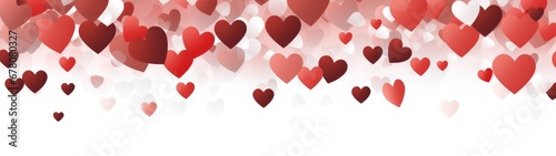 Beautiful horizontal lovely backdrop. Many red hearts. Generative AI