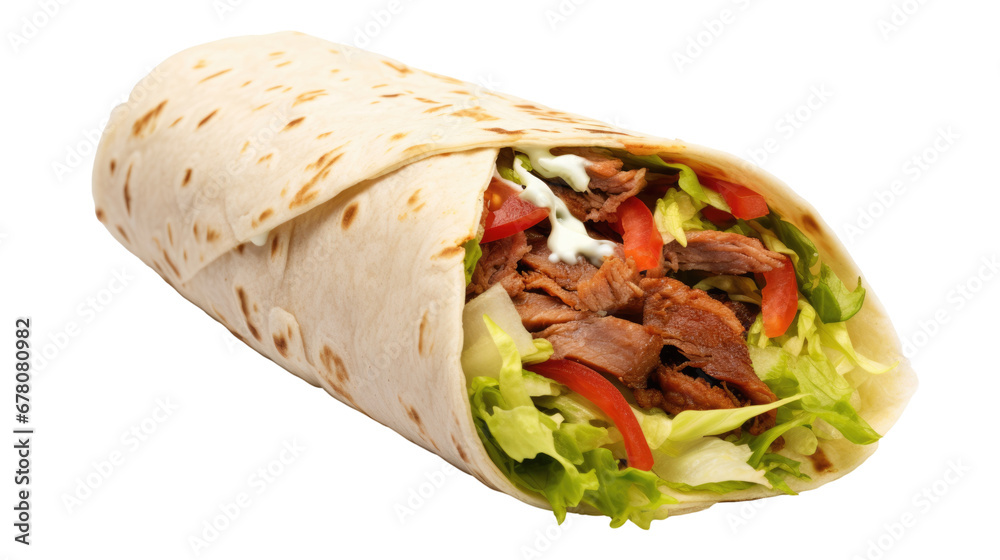 Chicken shawarma isolated on a transparent background