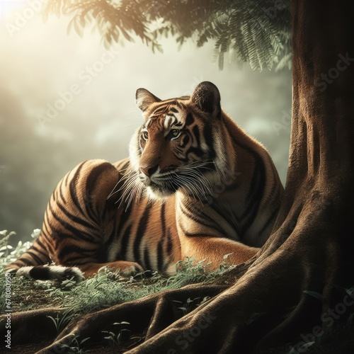 portrait of a tiger in the jungle