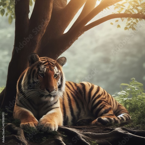 portrait of a tiger in the jungle