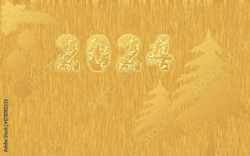 Happy new year 2024 design. With colorful truncated number illustrations. Premium vector design for poster, banner, greeting and new year 2024 celebration.