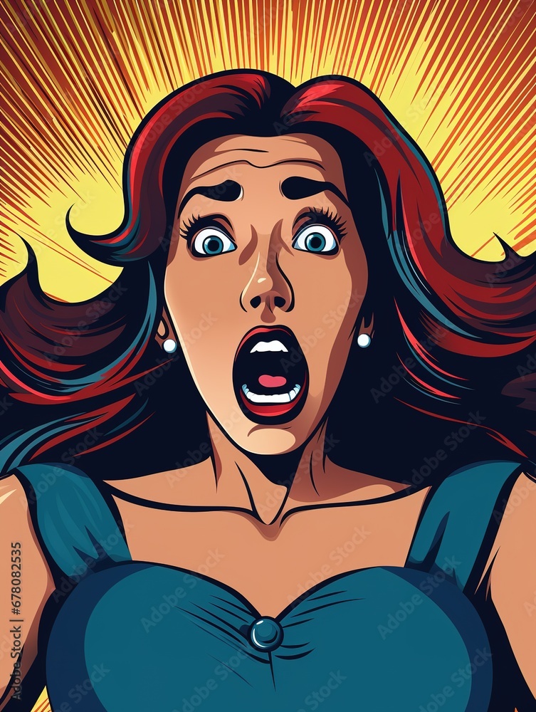 Pop Art style comic book panel with terrified man in a panic screaming in fear
