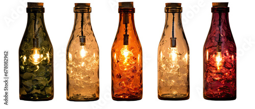 Wine Bottle Table Lamps Isolated on Transparent or White Background, PNG