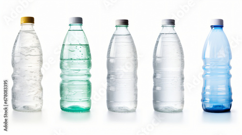 Collection of various cold bottles of water