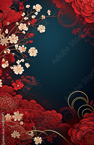 chinese new year flowers poster background
