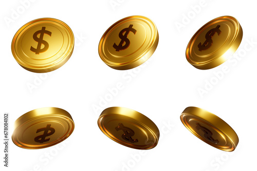Gold Coins set PNG. Transparent background photo