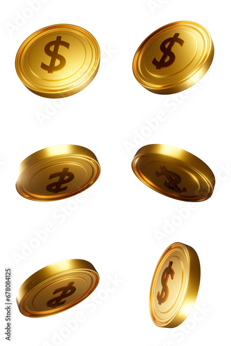 Gold Coins set PNG. Transparent background