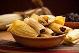 Sweet tamales dish bowl. Mexican pastry food calories cooked. Generate Ai