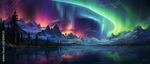 Colorful Aurora Borealis Northern Lights © Black