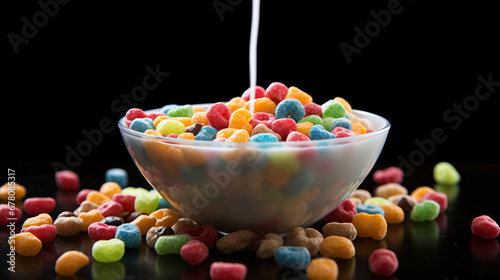 Colorful Cereal with Milk
