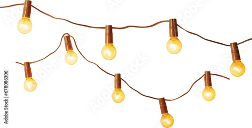 Christmas light strings illustration on white background