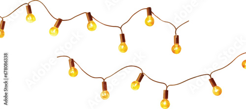 Christmas light strings illustration on white background