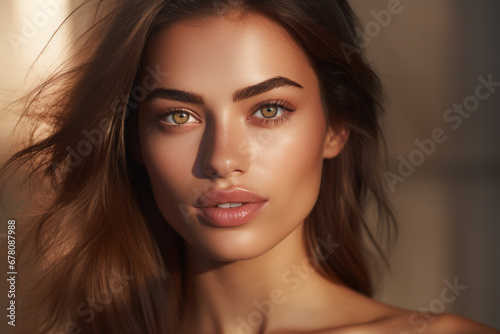 Radiant Beauty: Pretty Woman with Beautiful and Glowing Skin, Exuding Confidence and Elegance