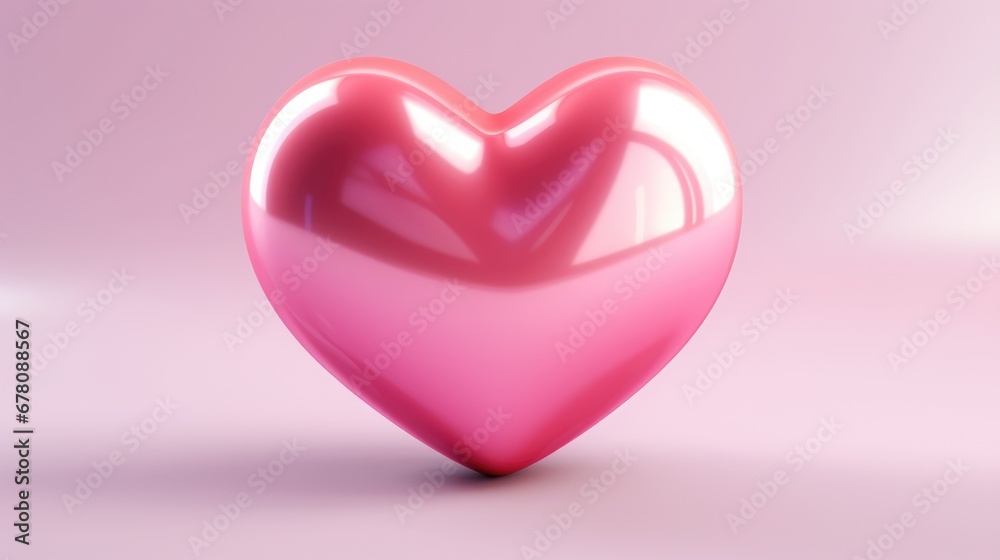 Inflated pink glossy heart shape balloon background. Valentine's, Mother's Day concept. Look like 3d. Cute Symbol of love. For card, party, design, flyer, poster, decor, banner, web, advertising.