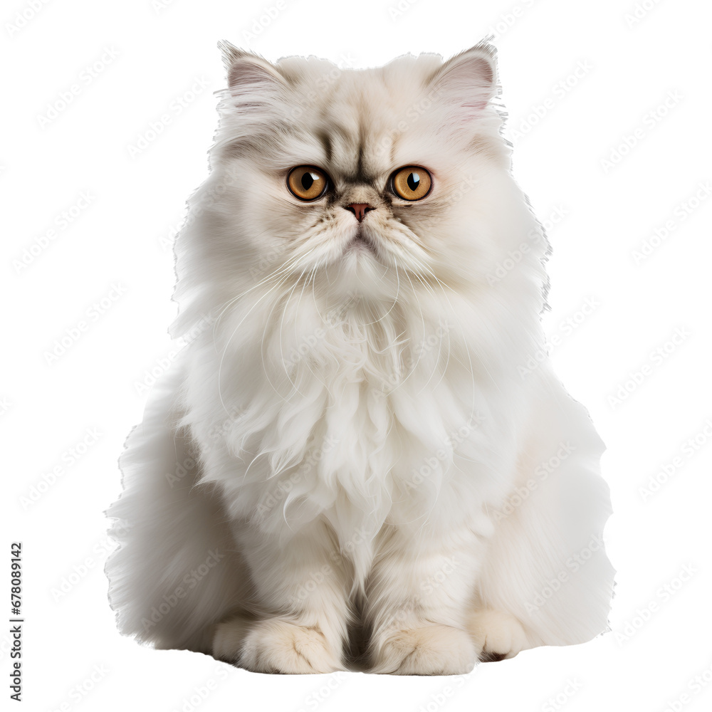 White Persian cat, Isolated on white background, PNG, 300 DPI