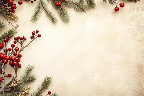 Christmas Background with Red Berries