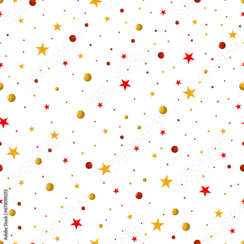 Colorful polka dots and stars seamless pattern on cute background. Light backgraund. children's background, for printing on textiles on paper 