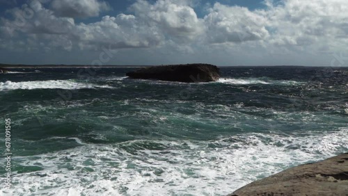 Slow Motion Of Waves Crashing Against Rocks